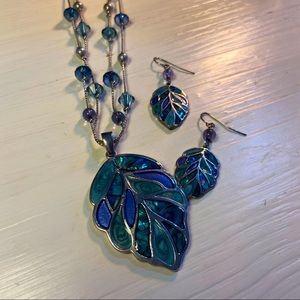 Beautiful blue leaf jewelry set